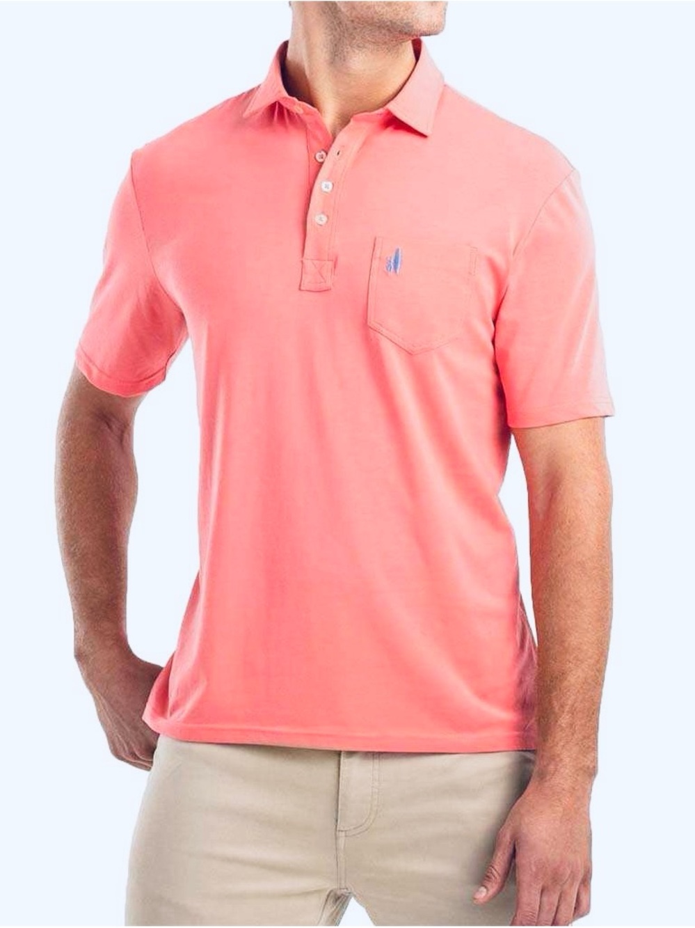 johnnie-O Coral Short-Sleeve Polo with Chest Pocket